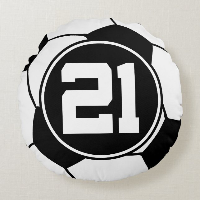 Soccer Player Number 21 Sports Ball Gift Round Cushion (Front)