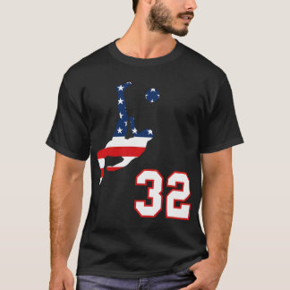 Soccer Player Number 32 With American Usa Flag Bic T-Shirt