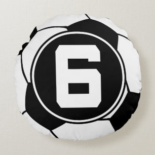 Soccer Player Number 6 Sports Ball Gift Round Cushion