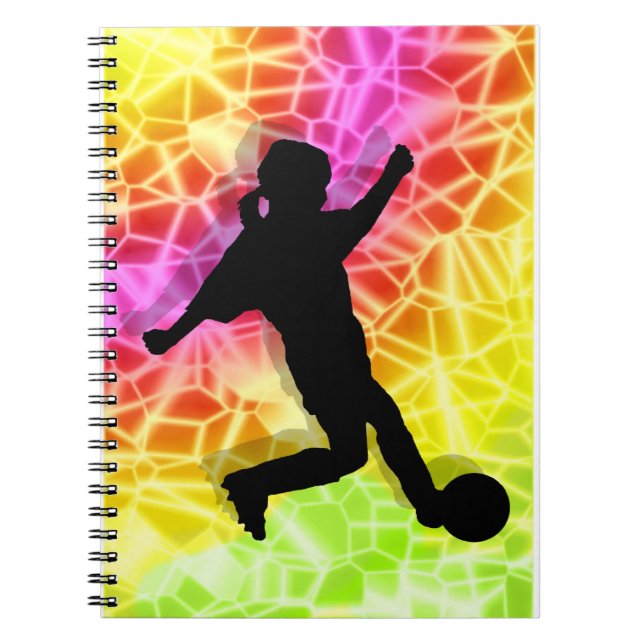 Soccer Player on Fluorescent Mosaic Notebook (Front)