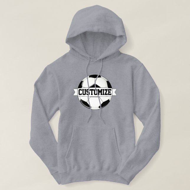 Soccer Player or Coach Custom Team Name / Text Hoodie (Design Front)