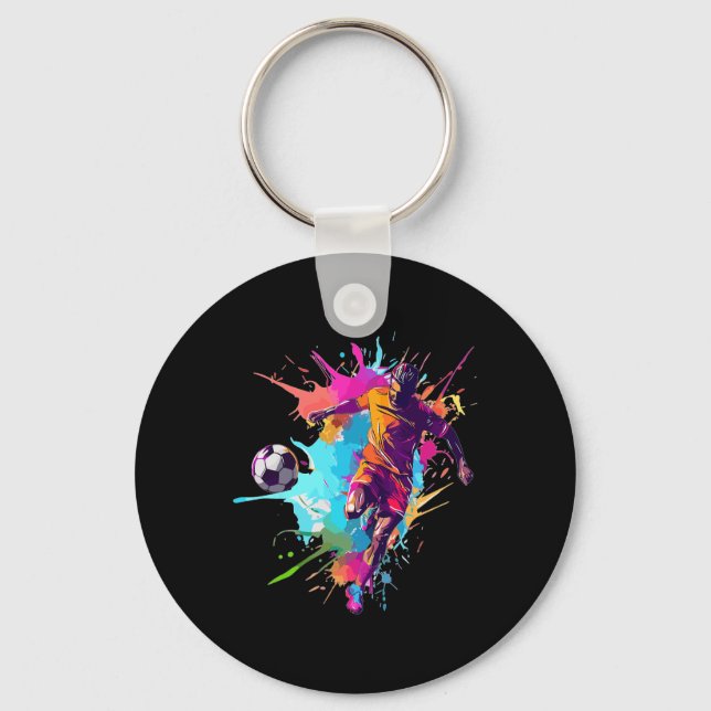 Soccer Player Paint Splash  Key Ring (Front)