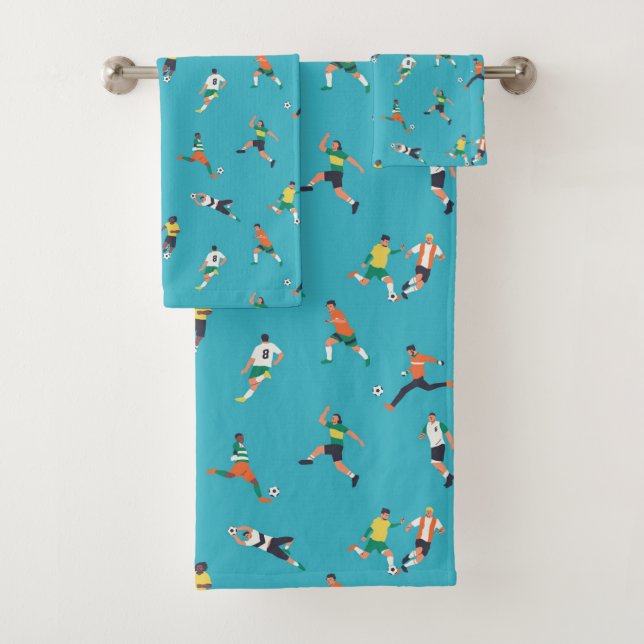 Soccer Player Pattern Bath Towel Set (Insitu)