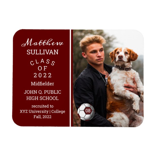 Soccer Player Photo Graduation Announcement Magnet (Horizontal)