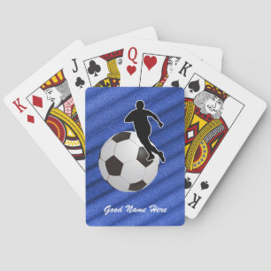 Soccer - Player Silhouette and Ball - personalize Playing Cards