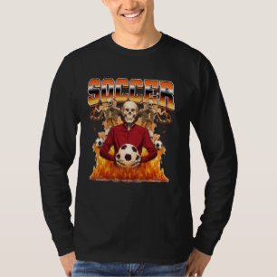 Soccer Player Skeleton 90s Bootleg Style T-Shirt