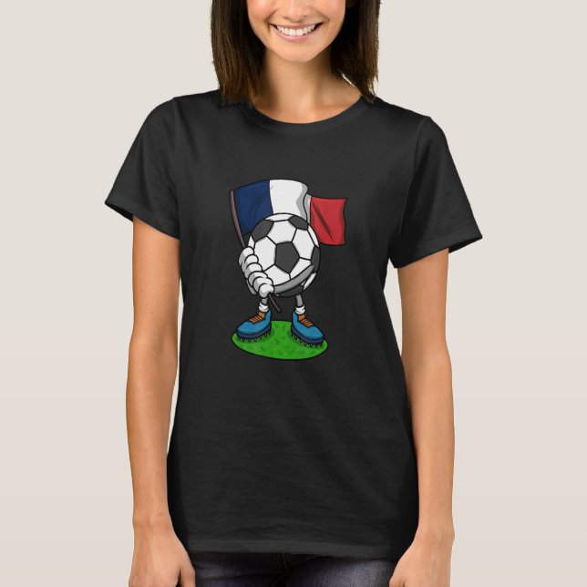 Soccer Player Soccer Ball With Flag France Soccer T-Shirt (Front)