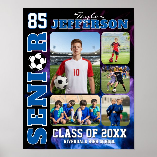 Soccer Player Sports Senior Night Photo Collage Poster (Front)