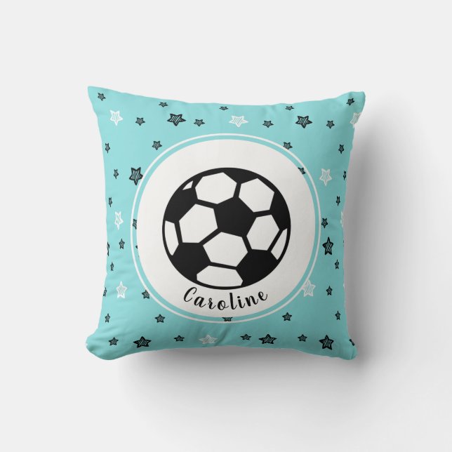 Soccer Player Sports Themed Personalised Boys Gift Cushion (Front)