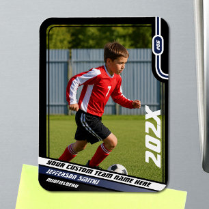 Soccer Player Trading Card in Black Blue Magnet