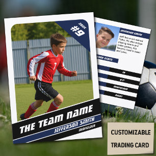 Soccer Player Trading Card in Vigourous Blue White