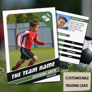 Soccer Player Trading Card in Vigourous Green Whit
