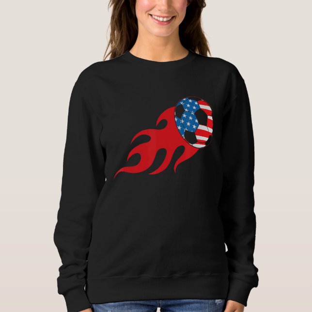 Soccer Player Usa Us American Flag Girls Boys Socc Sweatshirt (Front)