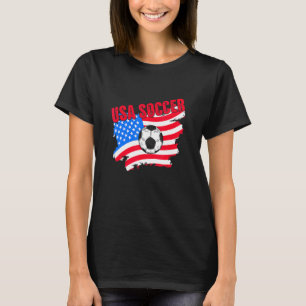 Soccer Player Usa Us American Flag Girls Boys Socc T-Shirt
