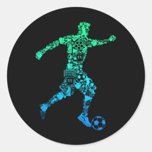 Soccer Player Youth Men Kids Boys  Classic Round Sticker