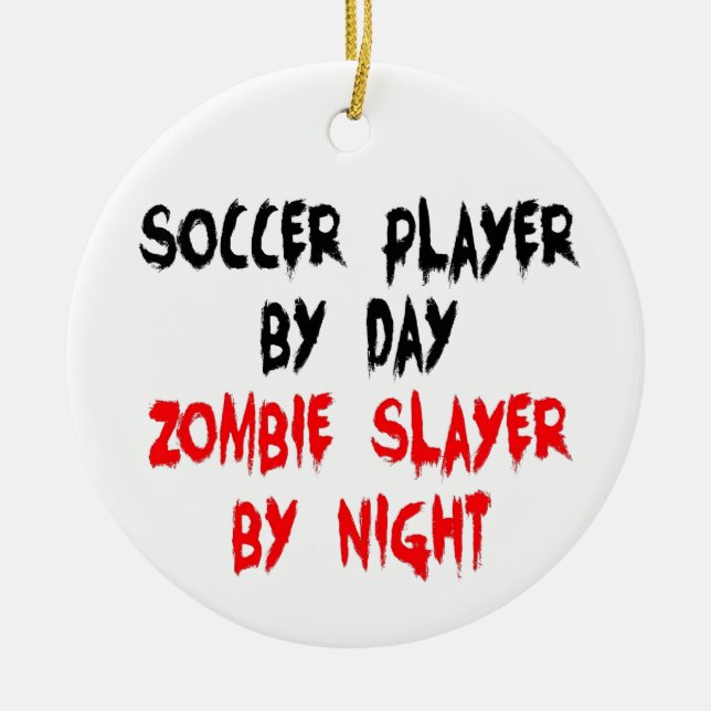 Soccer Player Zombie Slayer Ceramic Tree Decoration (Front)