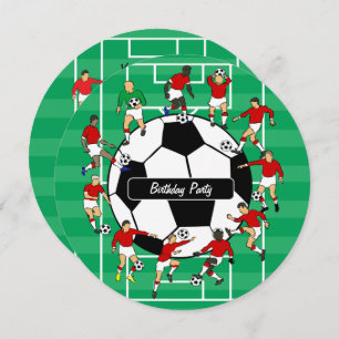 Soccer Players Birthday party invitations