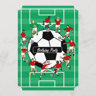 Soccer Players Birthday party invitations