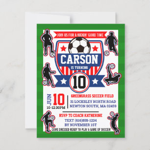 Soccer Players Boys Football Birthday Party Invitation