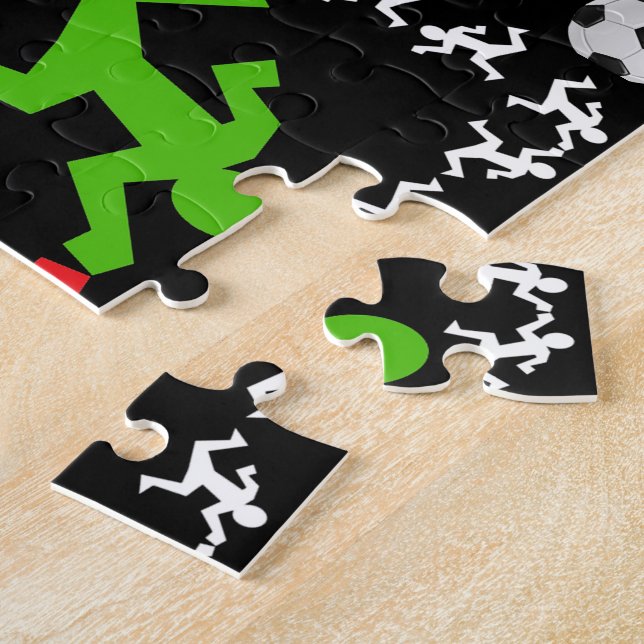 Soccer Players Running to the Ball Pattern Jigsaw Puzzle (Side)