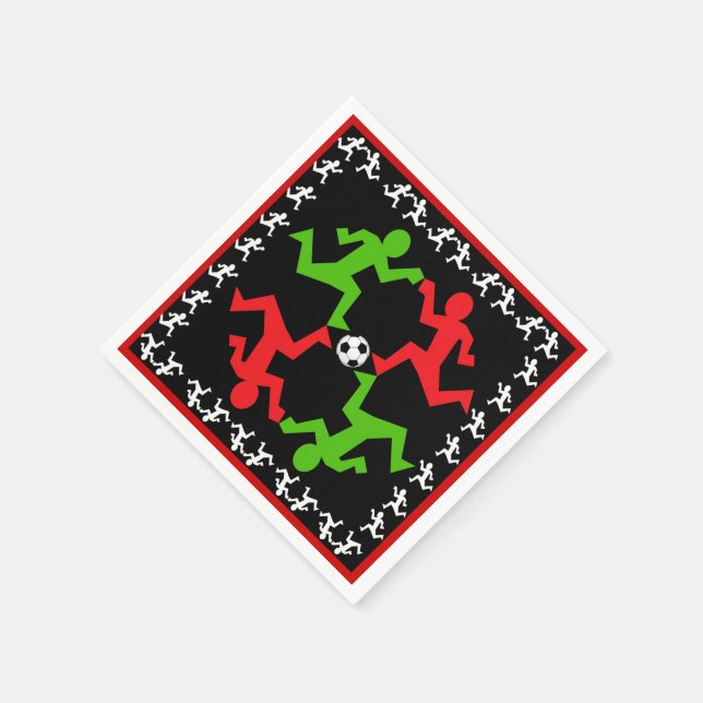 Soccer Players Running to the Ball Pattern Napkin (Corner)