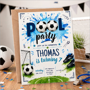 Soccer Pool Party Birthday Invitation Template
