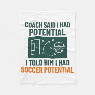 Soccer Potential Chalkboard Coach Quote Design Fleece Blanket
