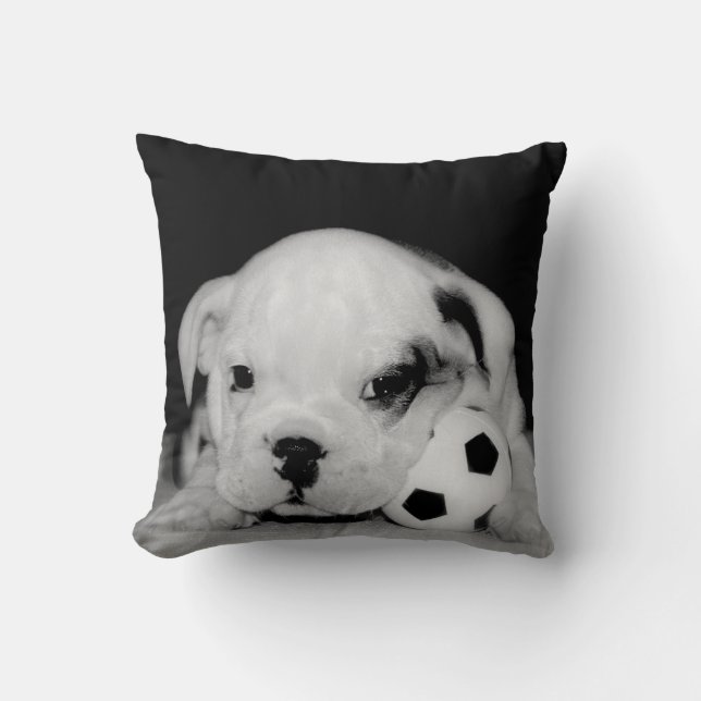 "Soccer Puppy" English Bulldog Cushion (Front)