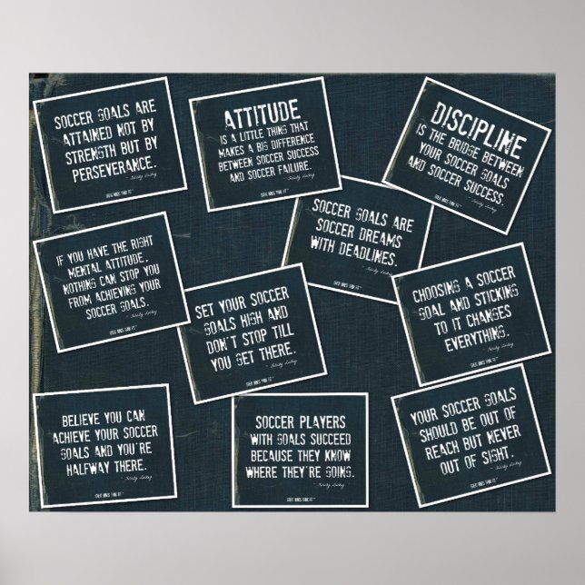 Soccer Quotes 10 Poster Collage in Denim on Denim (Front)