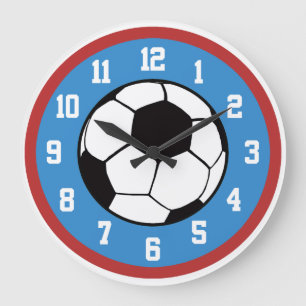 Soccer Red and Blue Large Clock