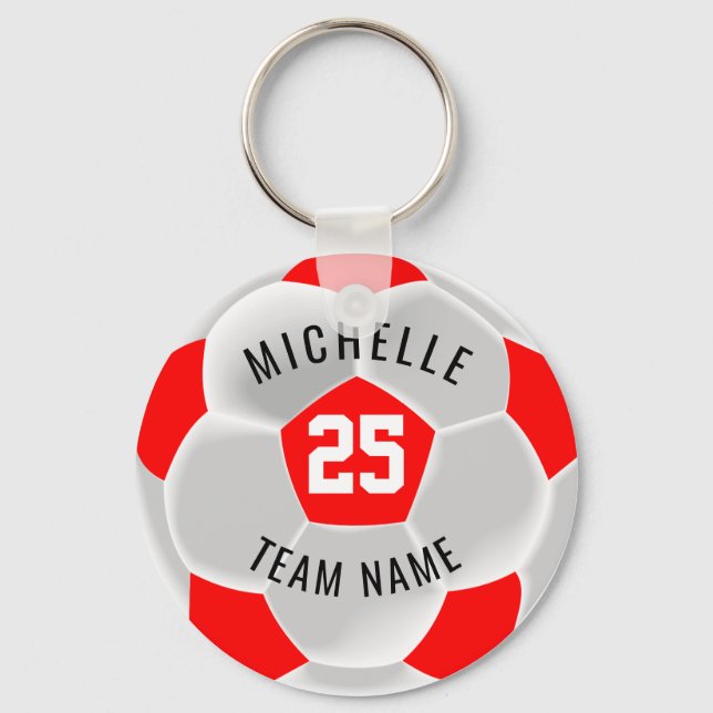 Soccer ⚽ - Red and White Key Ring (Front)