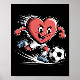Soccer Red Heart Player Valentine's Day Poster