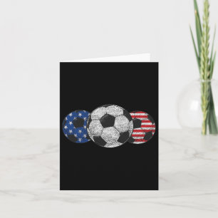 Soccer Red White Blue American Flag 4th Of July Card