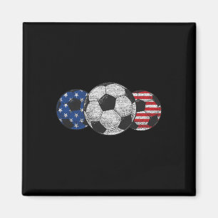 Soccer Red White Blue American Flag 4th Of July  Magnet