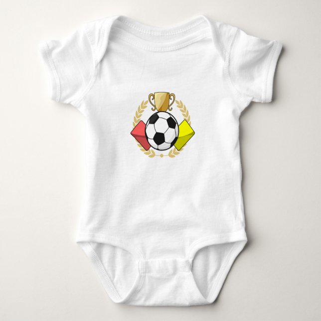 Soccer red & yellow card Trophy Baby Bodysuit (Front)