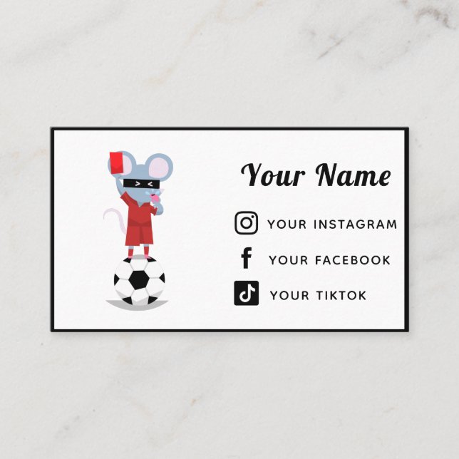 Soccer Referee Athletic Simple Social Media Follow Business Card (Front)