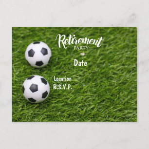 Soccer Retirement Party Invitation on green grass  Postcard