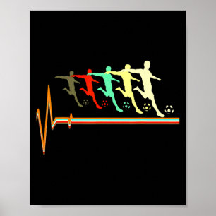 Soccer Retro Vintage Soccer Heartbeat T Shirt Poster