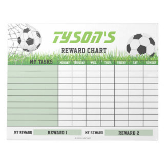 Soccer Reward Chart Personalised Name Task Notepad