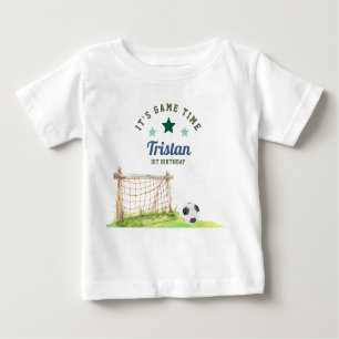 Soccer Rookie “It’s Game Time” First Birthday Baby T-Shirt