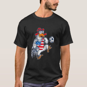 Soccer Rooster Player Football  American Flag Boys T-Shirt