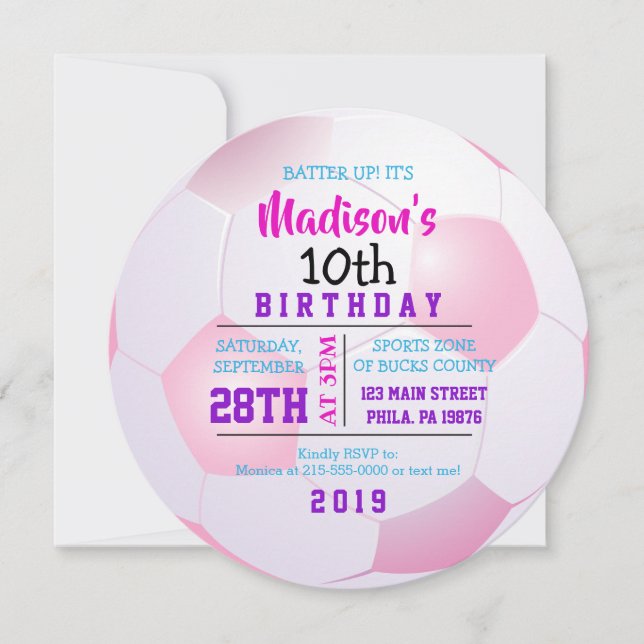 SOCCER  ROUND Birthday Party Invitation (Front)
