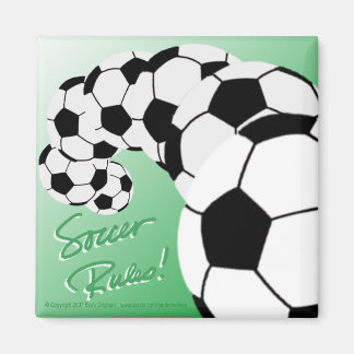 SOCCER RULES Sq Magnet/green Magnet