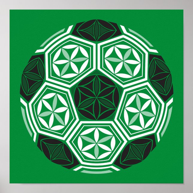 soccer sacred geometry green poster (Front)