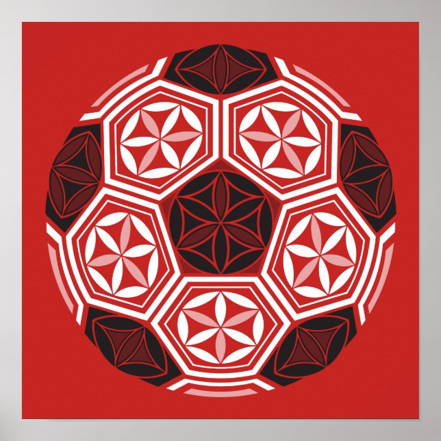 soccer sacred geometry red poster (Front)