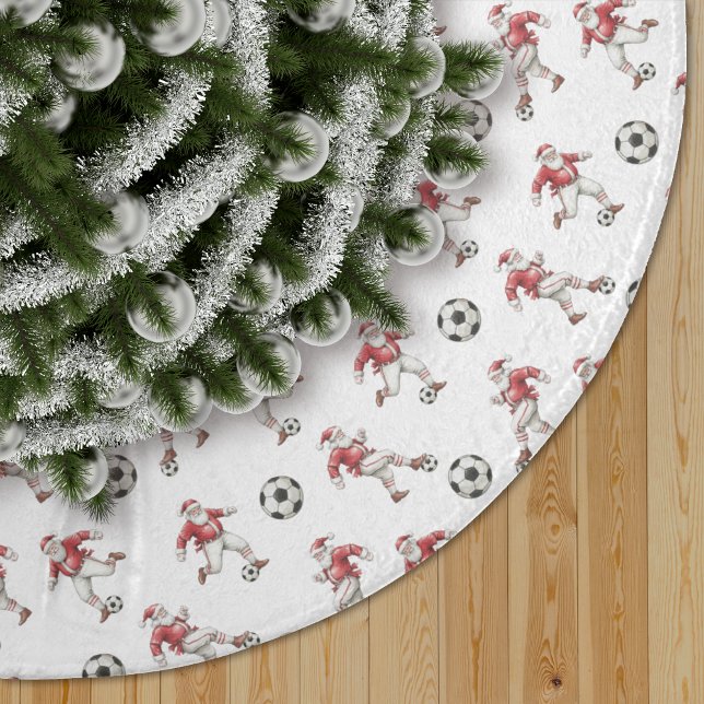 Soccer Santa Christmas Pattern Brushed Polyester Tree Skirt (Creator Uploaded)