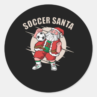 Soccer Santa Classic Round Sticker