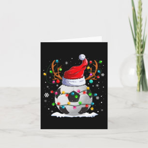 Soccer Santa Hat Reindeer Christmas Lights Fun Xma Card