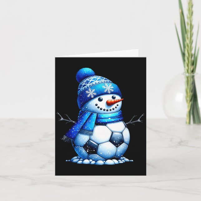 Soccer Santa Hat Snowman Xmas Funny Soccer Lover C Card (Front)