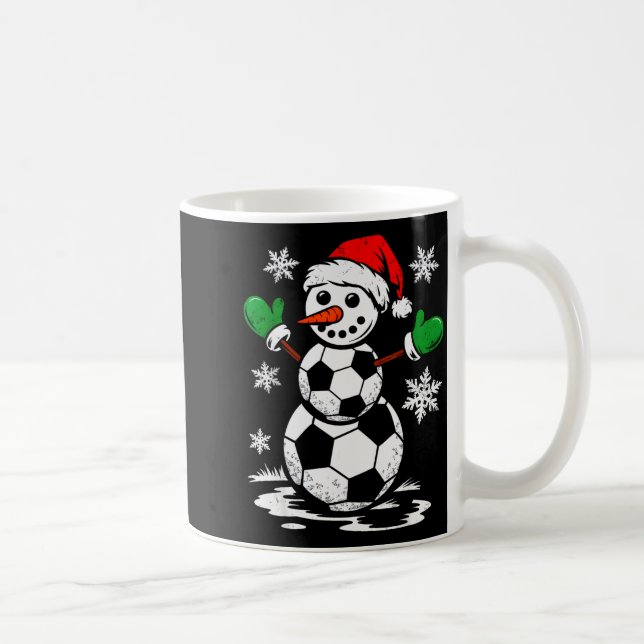 Soccer Santa Hat Snowman Xmas Funny Soccer Lover C Coffee Mug (Right)